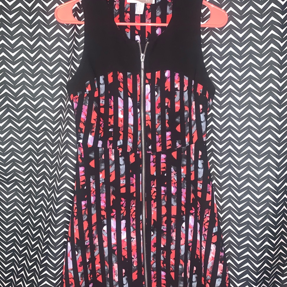 Zipper Front Skater Dress